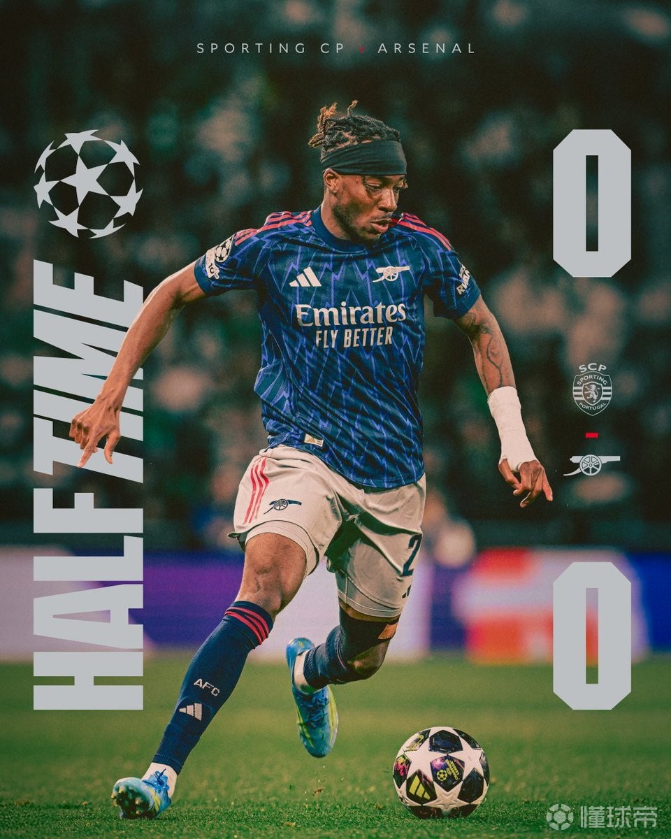 阿森纳上半场预期进球数仅为0.09，为本赛季单场第二低